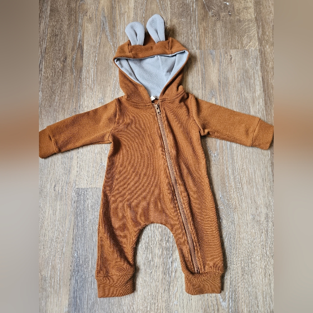 Cozy Brown Kids One Piece with Ears